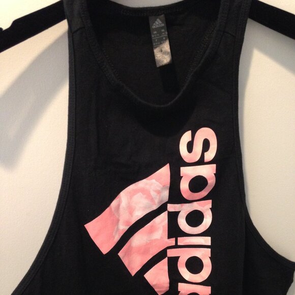 Adidas Black Muscle Tee with Pink Logo - Picture 4 of 15